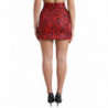 Minigonna a vita alta in cotone con stampa leopardata rossa - IT40-S