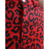 Minigonna a vita alta in cotone con stampa leopardata rossa - IT40-S
