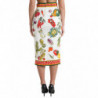 Gonna longuette a vita alta bianca con stampa vegetale - IT42-M