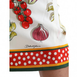 Gonna longuette a vita alta bianca con stampa vegetale - IT42-M