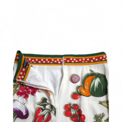 Gonna longuette a vita alta bianca con stampa vegetale - IT42-M