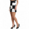 Gonna a vita alta in broccato floreale bianco nero - IT40-S