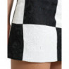 Gonna a vita alta in broccato floreale bianco nero - IT40-S