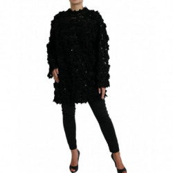 Maglione pullover decorato con paillettes nere - IT40-S