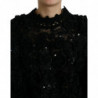 Maglione pullover decorato con paillettes nere - IT40-S