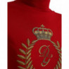Maglione pullover dolcevita in lana con intarsio rosso - IT42-M
