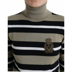 Maglione pullover a collo alto con logo a righe multicolori - IT40-S