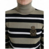 Maglione pullover a collo alto con logo a righe multicolori - IT40-S