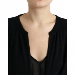 Maglione a maniche lunghe in cashmere con cardigan nero - IT40-S