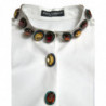 Top camicia impreziosito da cristalli in cotone bianco - IT40-S