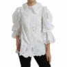 Top in camicetta con colletto in pizzo di cotone bianco - IT44 - L