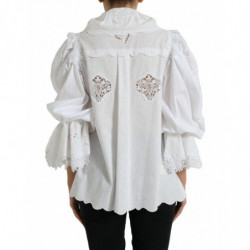 Top in camicetta con colletto in pizzo di cotone bianco - IT44 - L