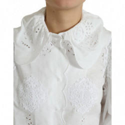 Top in camicetta con colletto in pizzo di cotone bianco - IT44 - L