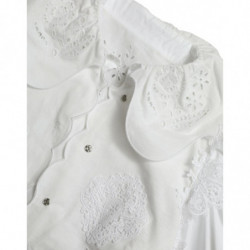 Top in camicetta con colletto in pizzo di cotone bianco - IT44 - L
