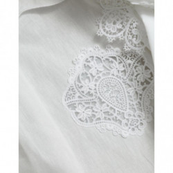 Top in camicetta con colletto in pizzo di cotone bianco - IT44 - L