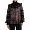 Top camicetta a maniche lunghe con stampa floreale nera - IT40-S