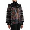 Top camicetta a maniche lunghe con stampa floreale nera - IT40-S