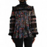 Top camicetta a maniche lunghe con stampa floreale nera - IT40-S