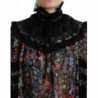 Top camicetta a maniche lunghe con stampa floreale nera - IT40-S