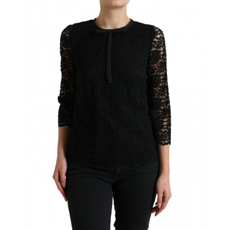 Top in nylon con pizzo floreale camicetta STAFF nera - IT42-M
