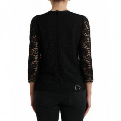Top in nylon con pizzo floreale camicetta STAFF nera - IT42-M