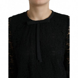 Top in nylon con pizzo floreale camicetta STAFF nera - IT42-M