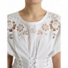 Top in camicetta con taglio floreale in cotone bianco - IT40-S