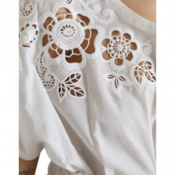 Top in camicetta con taglio floreale in cotone bianco - IT40-S