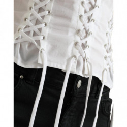 Top in camicetta con taglio floreale in cotone bianco - IT40-S