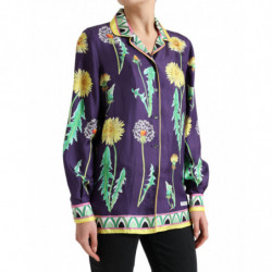 Top in camicetta in twill con stampa floreale viola - IT40-S