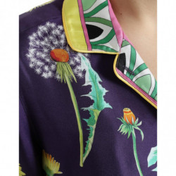 Top in camicetta in twill con stampa floreale viola - IT40-S