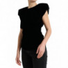 Top camicetta spalle imbottite aderenti velluto nero - IT40-S