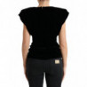 Top camicetta spalle imbottite aderenti velluto nero - IT40-S