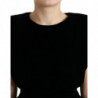 Top camicetta spalle imbottite aderenti velluto nero - IT40-S
