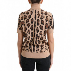 Top dolcevita in lana con stampa leopardata beige - IT50 - XXL