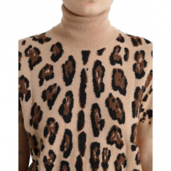 Top dolcevita in lana con stampa leopardata beige - IT50 - XXL