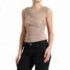 Canotta senza maniche scollo a V in viscosa beige - IT40-S