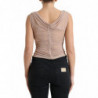 Canotta senza maniche scollo a V in viscosa beige - IT40-S