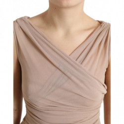 Canotta senza maniche scollo a V in viscosa beige - IT40-S