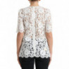 Top camicetta girocollo cotone pizzo floreale bianco - IT40-S