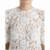Top camicetta girocollo cotone pizzo floreale bianco - IT40-S