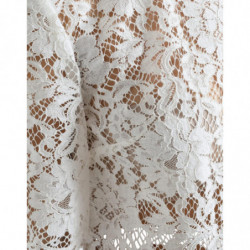 Top camicetta girocollo cotone pizzo floreale bianco - IT40-S