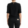 Top camicetta a maniche corte con scollo tondo in seta nera - IT40-S