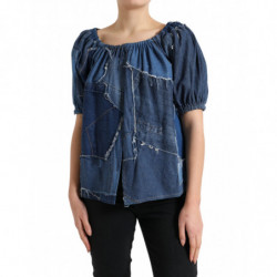 Top in camicetta di jeans a...