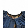 Top in camicetta di jeans a maniche corte patchwork blu - IT40-S