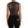 Gilet in gilet di seta rosa leopardato marrone - IT40-S