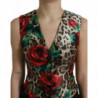 Gilet in gilet di seta rosa leopardato marrone - IT40-S
