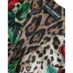Gilet in gilet di seta rosa leopardato marrone - IT40-S
