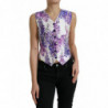 Gilet in gilet di seta con stampa floreale bianca - IT40-S