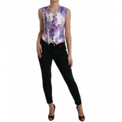 Gilet in gilet di seta con stampa floreale bianca - IT40-S